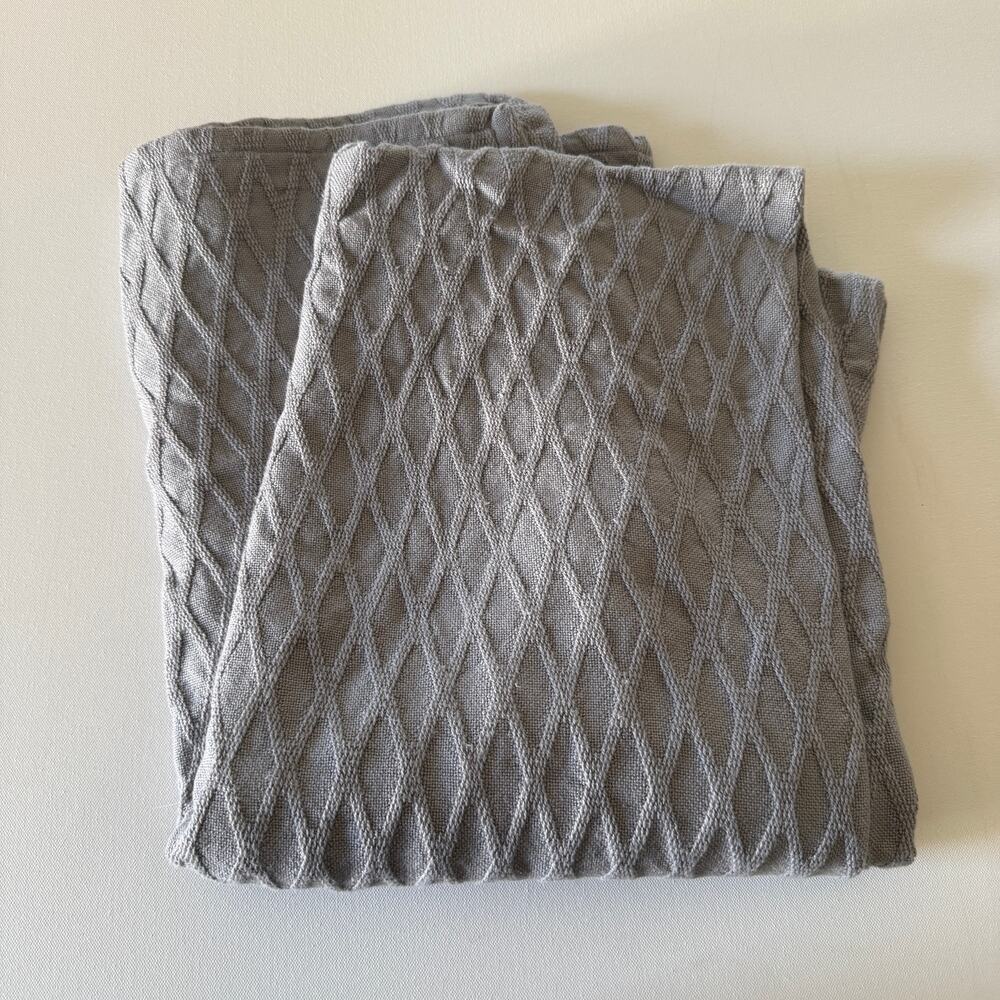 THE COMPANY STORE | Gray Lattice Woven Cotton Bamboo Throw Blanket | 50" x 70"